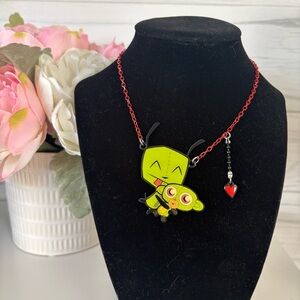 Invader Zim Gir Character Necklace with Red Chain
